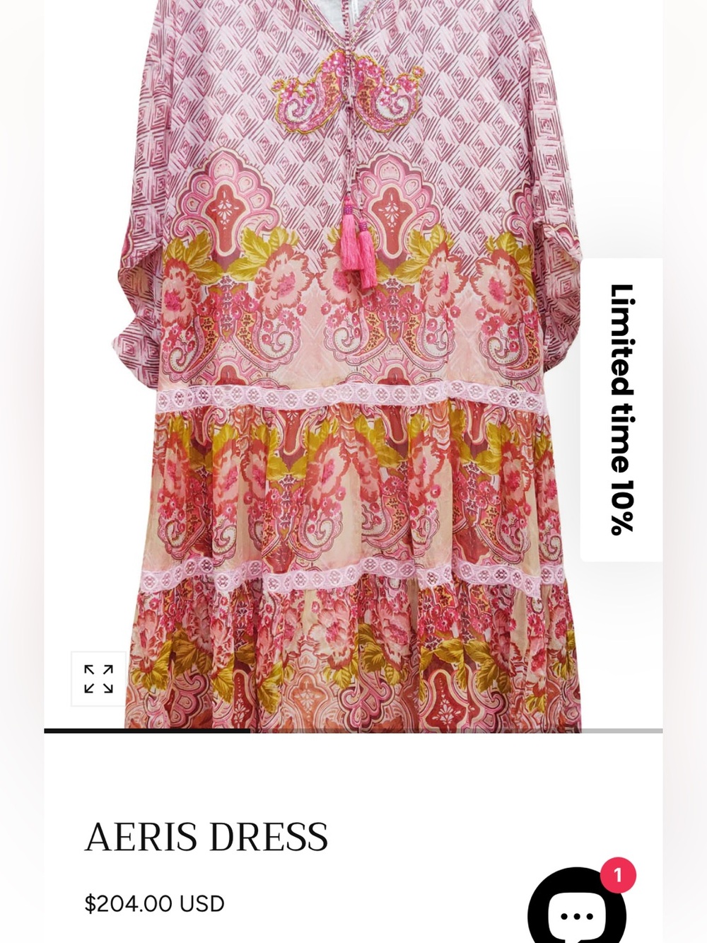 NWT Aratta Silent Journey Aeris Boho Tiered Dress